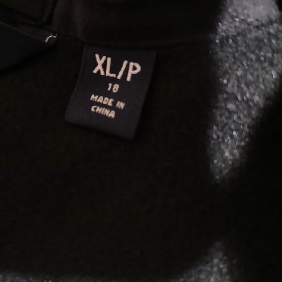 Lands' End XL/P Black Sweatshirt Style Full-Zip Long-Sleeved Micro-Waffle Jacket - Picture 9 of 14